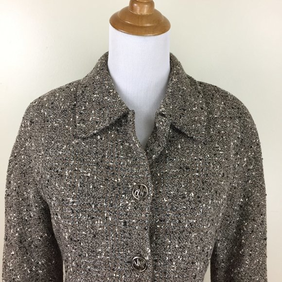 NINA RICCI Edition Paris France Black Brown Cream Speckled Tweed/Boucle Jacket - Picture 7 of 10